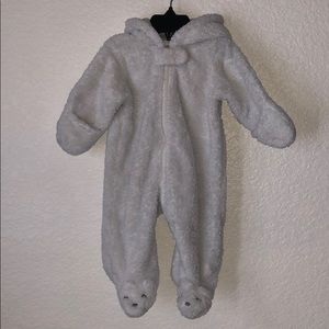 UNISEX Polar Bear Pram/Footie with Hoodie